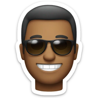 a man with a big smile and sunglass sticker