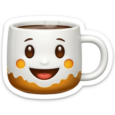 Coffee mug with small smile sticker