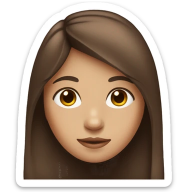 brown hair with middle part girl with brown eyes sticker