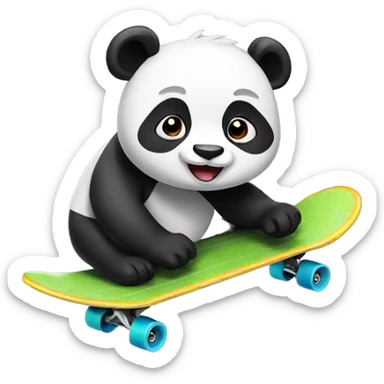 Panda riding a skateboard  sticker