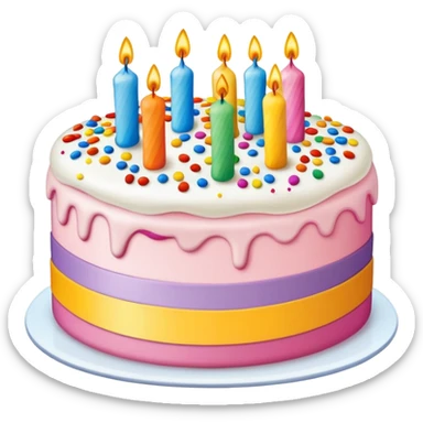 Birthday gift card with cake decoration sticker