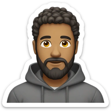 bearded guy with a hoodie sticker
