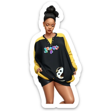 girl in oversized black shirt sticker