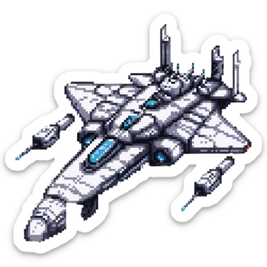 massive battleship-style space cruiser with weapon turrets sticker