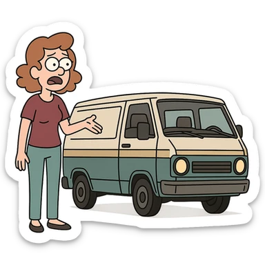 flat toon style van sticker