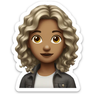 realistic portrait of a girl with medium wavy hair sticker