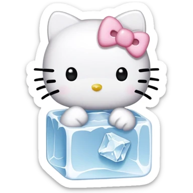 Kawaii hello kitty with ice cube sticker