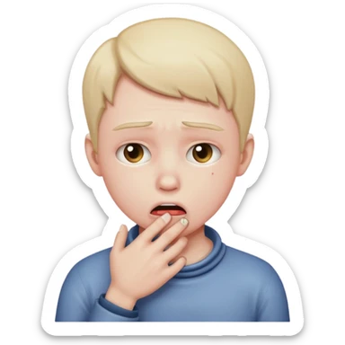 person choking themselves, serious expression sticker