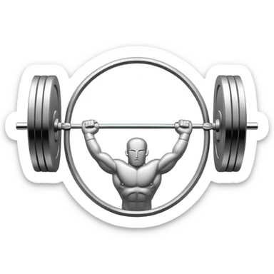 An emblem symbolizing weightlifting with a stylized barbell in the center, set against a simple, clean background. The barbell is prominent and sleek, with no athlete included. The design is bold, modern, and minimalistic sticker