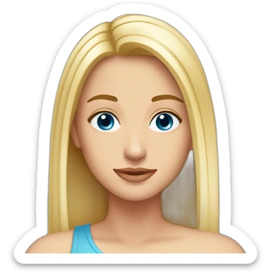 Rubia co pelo largo ojos azules ysin flequillo sticker