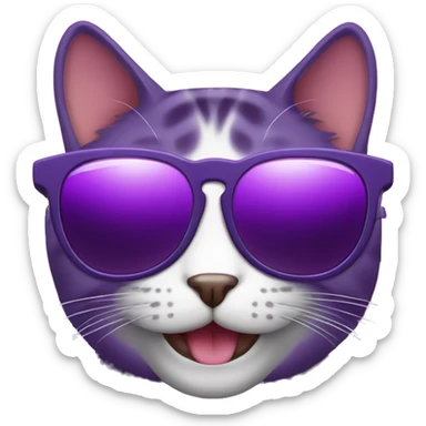 gato morado con gafas sticker