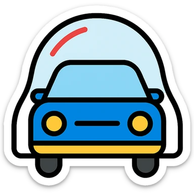 modern colorful icon of a car covered with a transparent protective film sticker