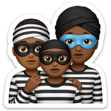 3 theif robbers emoji,Stripped shirt,eye mask, black head. sticker
