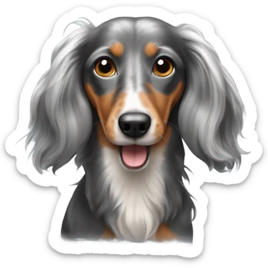 Long haired dapple weiner dog sticker