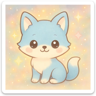Add a magical, pastel fantasy background with sparkles and gentle glowing effects, keeping the kawaii style. sticker