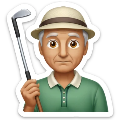 different half figure old italian golf player with golf club  sticker