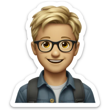smiling boy in glasses portrait sticker