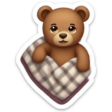 teddy bear in a cozy blanket sticker
