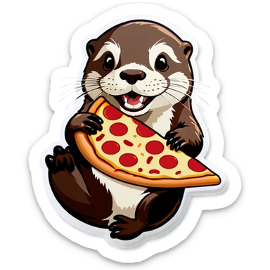 Otter eating pizza sticker