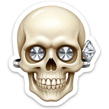 Skull wearing white gold diamond ring  sticker