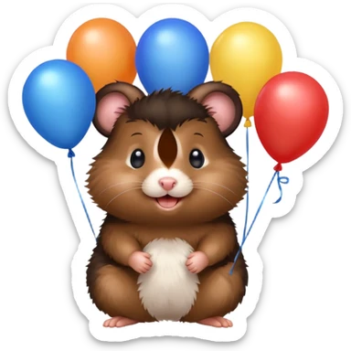 black hamster with balloons sticker