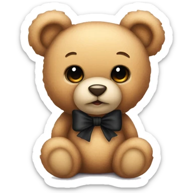 Cute teddy bear with black bow sticker