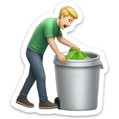 sketchy man throwing garbage into the trash can sticker