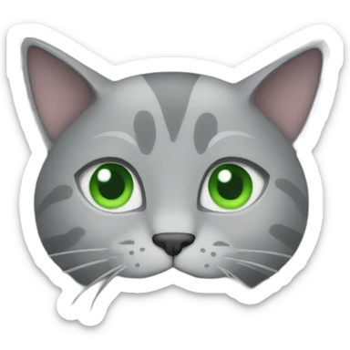 Grey cat with green eyes surfing  sticker