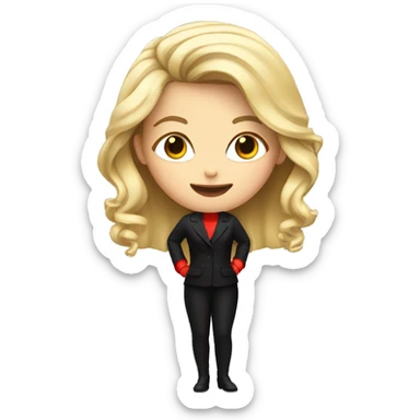 blonde girl with microphone in black and red outfit sticker