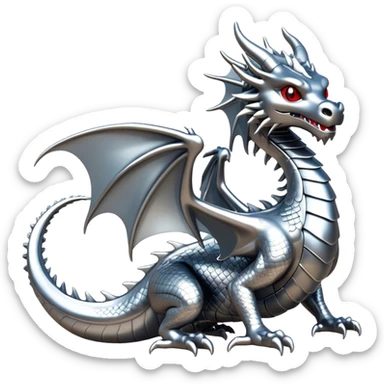3d chrome plated silver dragon sticker