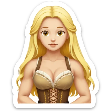 muscled girl from Poland in traditional Polish costume, long yellow hair, in sexy pose sticker