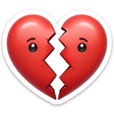 the heart is broken into 2 halves sticker