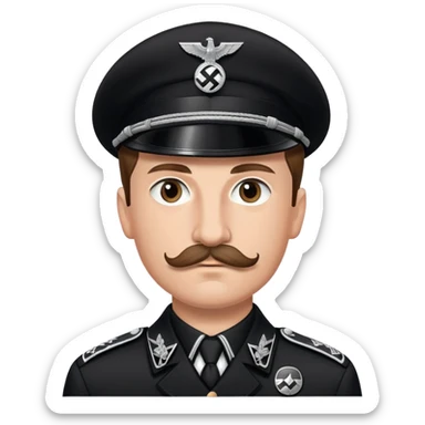 nazi SS soldier man wearing black uniform with brown hair and mustache sticker
