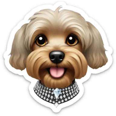 black Yorkie poodle with diamond collar  sticker
