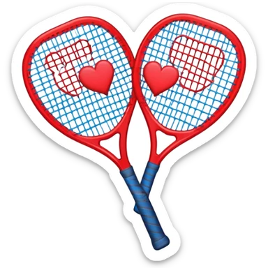 Padel racket broke in half with hearts around it  sticker