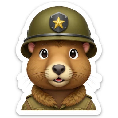 Capybara with a army helmet  sticker