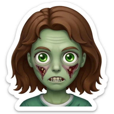 zombie com cabelo ondulado marrom e sem franja sticker