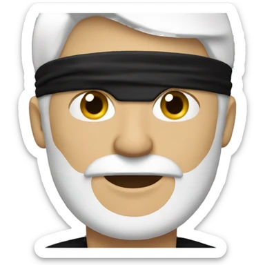 White haired man with a black blindfold  sticker