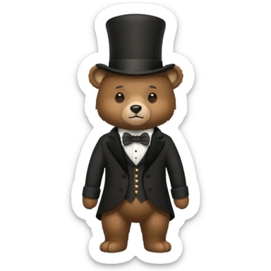 Bear with a full black tophat sticker