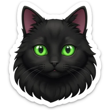 cute black cat with green eyes sticker