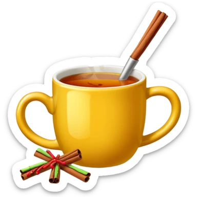 a yellow mug with steaming mulled wine without straw

 sticker