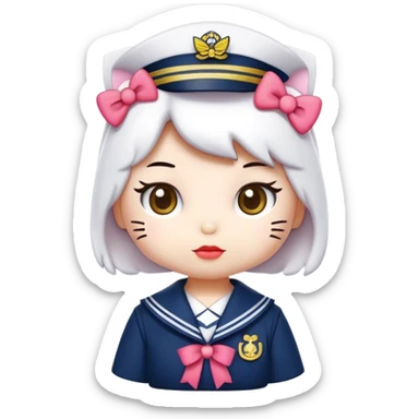 Hello kitty wearing a sailor Japanese uniform  sticker