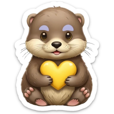 an otter wearing a cute yellow heart  sticker