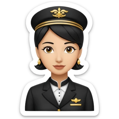 Lady hotel butler with green uniform black hair and just a lite bit brown skin and Arabic face with our hat please remove the green hat sticker
