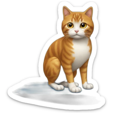 Un chat avec une poule faisant du surf sticker