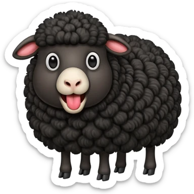 Oveja negra de cuerpo entero sacando la lengua en actitud de risas sticker