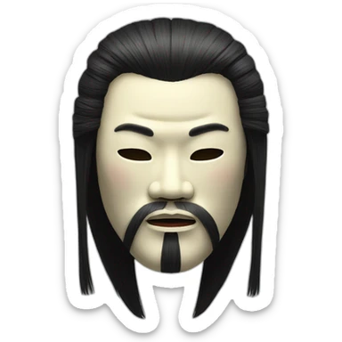 noh-mask-longhair-japanese-kimono-massive-man sticker
