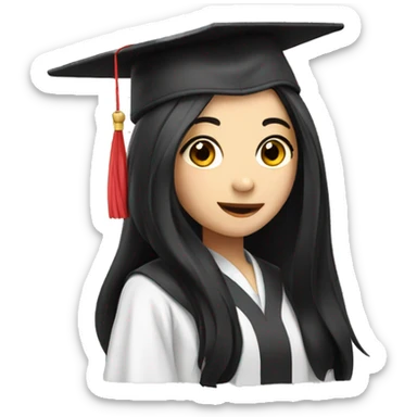asian graduation girl with long black hair sticker