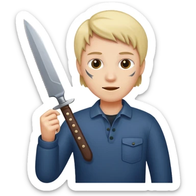 chick holding knive sticker