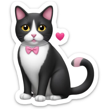 Tuxedo cat with pink hearts sticker